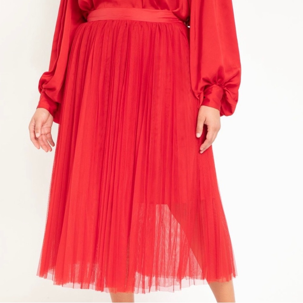 Eloquii red tulle maxi skirt